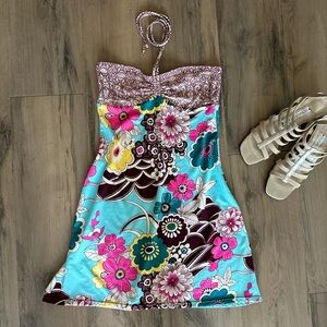 Pink and White Patterned dress